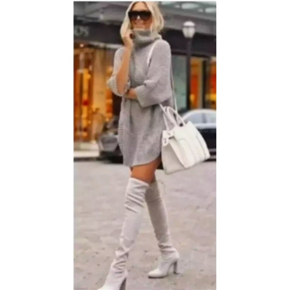NWOTD BP 7.5 Knee-High Boots Tie Back Taupe Faux Suede 125660